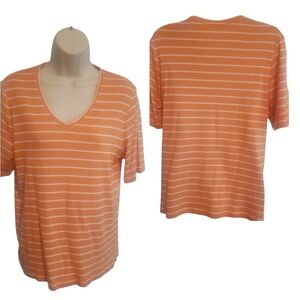 Chico’s Orange/White Stripe Cotton Tee